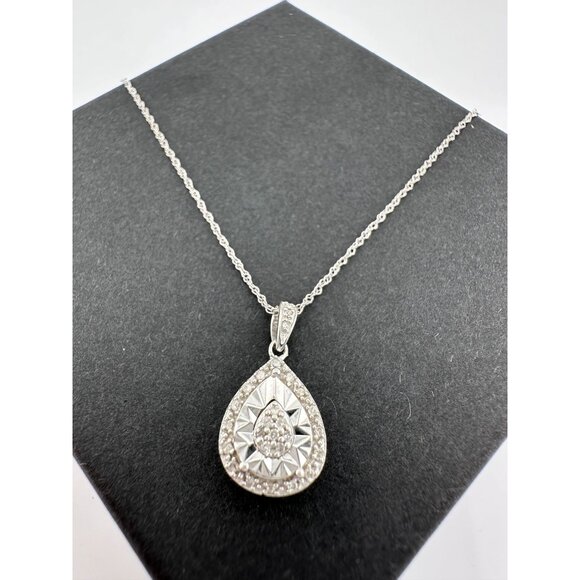 Pear Cut Natural Diamond Pendant Necklace - Picture 1 of 15